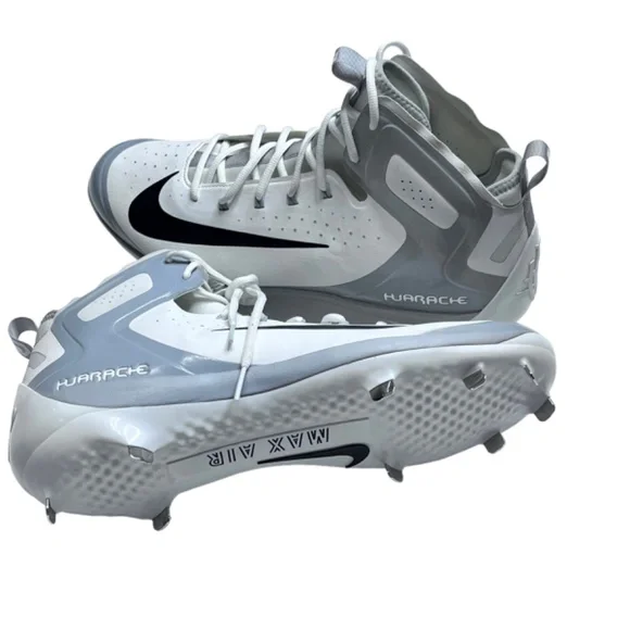 Nike MAX AIR Huarache Baseball Metal Cleats Size 15 NWOT Nike Baseball Cleats 15 Grey White Mens Air Max Huarache  main image 4